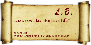 Lazarovits Beriszló névjegykártya